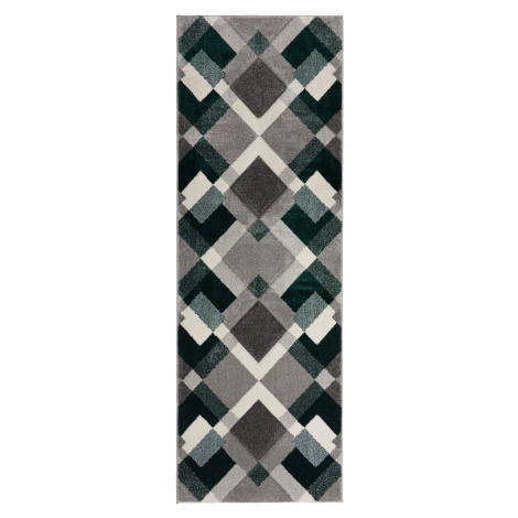 Flair Rugs koberce Běhoun Hand Carved Nimbus Green - 80x230 cm