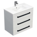 Koupelnová skříňka s černou úchytkou a umyvadlem SAT Cube Way 80x71x46 cm bílá lesk CUBE46C803BI