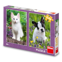 Puzzle Buldoček a kotě 2x48 dílků DINO