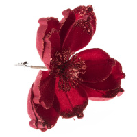 Umělá vánoční květina na klipu červená, 26 x 15 cm