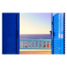 Fotografie Blue Shutters Open onto Sea and Sky at Dawn, Ekspansio, 40 × 26.7 cm