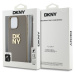 Zaní kryt DKNY PU Leather Stack Logo Wrist Strap pro Apple iPhone 15 Pro, béžová