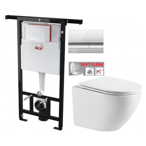 Předstěnový instalační systém s chromovým tlačítkem M1721 + WC INVENA LIMNOS /VÍROVÉ SPLACH/ WIT Alcaplast