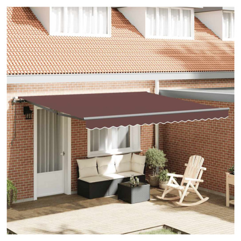 vidaXL Automatická zatahovací markýza hnědá 400 x 300 cm