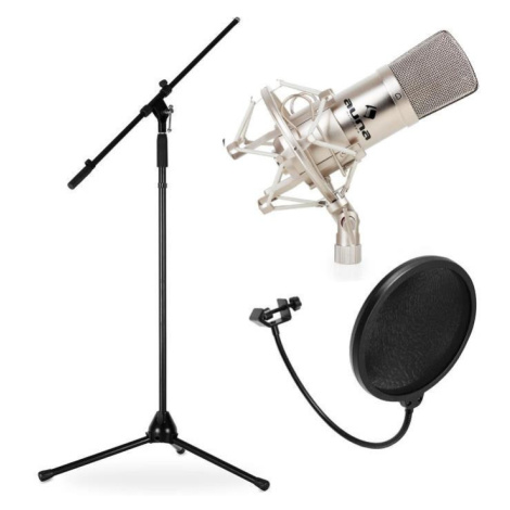 Auna CM001S, studiová/pódiová mikrofonní sada, kondenzátorový mikrofon, stativ a protivětrná och