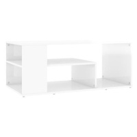 SHUMEE Konferenční stolek bílý vysoký lesk 100 × 50 × 40 cm dřevotříska, 806927