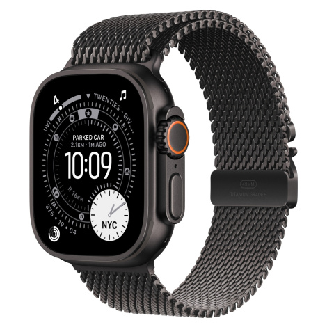Apple Watch Ultra 3 49mm Černý titan s černým titanovým milánským tahem - M