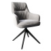 DELIFE Otočná židle Zelia-Flex s područkou křížová podnož široká otočná černá samet šedý