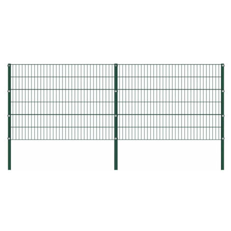 vidaXL Plotový panel se sloupky železný 349 x 120 cm zelený