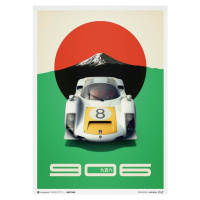 Umělecký tisk Porsche 906 - Japanese GP - 1967 - White, Automobilist, 50 × 70 cm