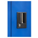 LISTA Skříň pro nabíjení akumulátorů, 3 police, 2 zásuvky, plné plechové dveře, šedá / modrá