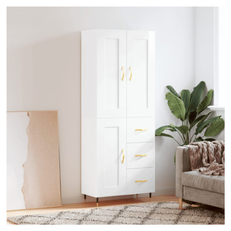 vidaXL Skříň highboard lesklá bílá 69,5 x 34 x 180 cm kompozitní dřevo