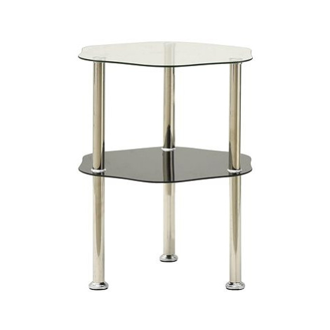2patrový stolek průhledný a černý 38 × 38 × 50 cm tvrzené sklo SHUMEE