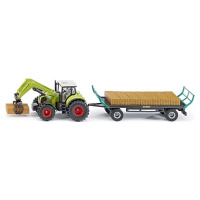 Siku Farmer Traktor s balíkovacím nástavcem a vlekem 1:50