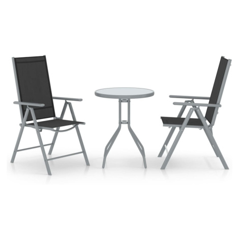 vidaXL 3dílný balkonový set hliník a textilen stříbrný