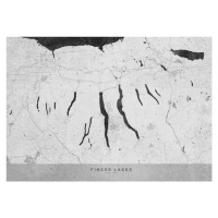 Mapa Gray vintage map of Finger Lakes, Blursbyai, 40 × 30 cm