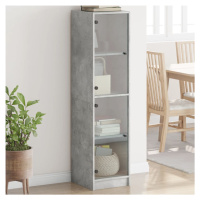 vidaXL Highboard se skleněnými dvířky betonově šedý 35 x 37 x 142 cm