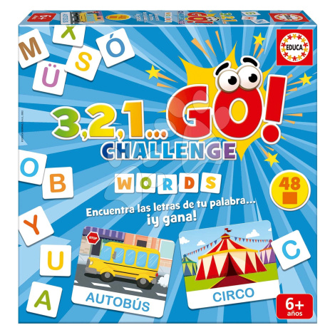 Společenská hra Slova 3,2,1... Go! Challenge Words Educa 48 slov 150 písmen španělsky od 6 let