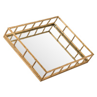 Estila Set dvou zrcadlových podnosů Trasulfa se zlatou kovovou konstrukcí 48cm