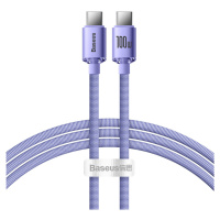 Baseus Crystal Shine odolný opletený kabel USB-C / USB-C 100W 2m purple