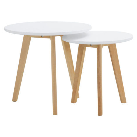 Sada 2 konferenčních stolků, bílá/buk, MALTO 2 NEW Tempo Kondela