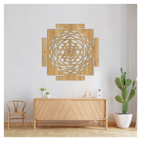 Dřevěná mandala na zeď - Symbol Sri Yantra DUBLEZ