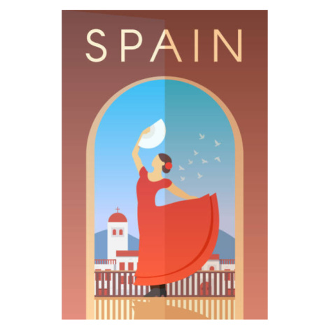 Plakát, Obraz - Spain. Vector poster., Mikalai Manyshau, 26.7 × 40 cm