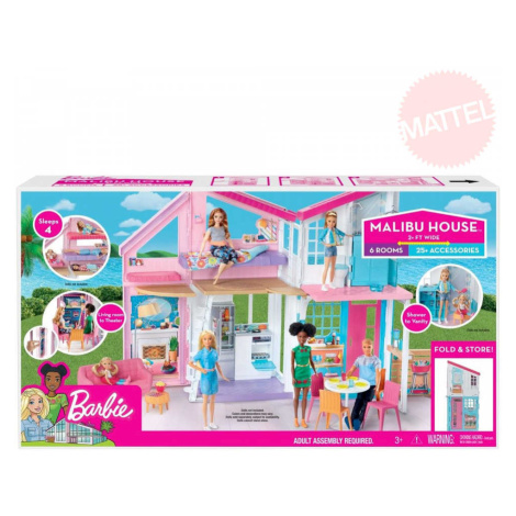 MATTEL BRB Dům v Malibu pro panenku Barbie rozkládací set s nábytkem a doplňky