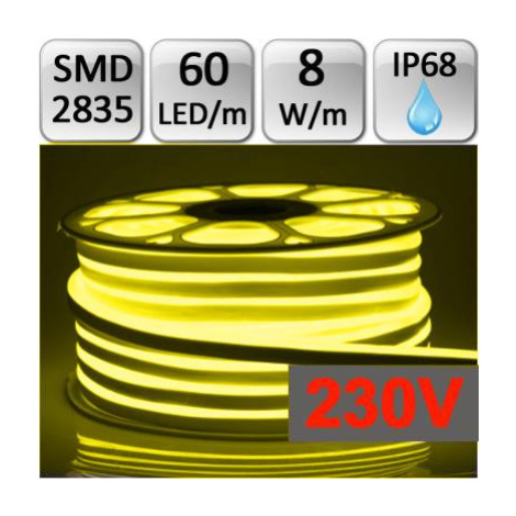 LED NEON FLEX pásek  1m 230V SMD 2835 8W/m IP68 žlutý Berge