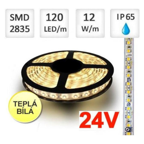 LED pásek 24V 120ks/m 2835 12W/m voděodolný-termokokon 1m, TEPLÁ LED21