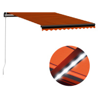 vidaXL Ručně zatahovací markýza s LED světlem 350x250 cm oranžovohnědá