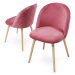 Miadomodo 74811 Sada jídelních židlí sametové, růžové, 2 ks