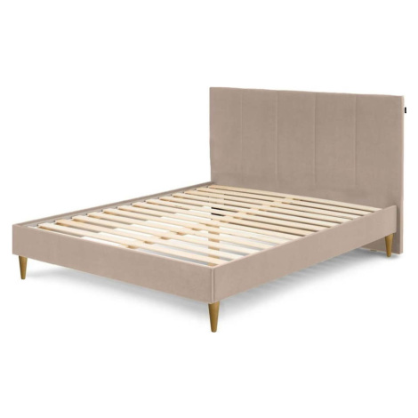 Béžová čalouněná dvoulůžková postel s roštem 160x200 cm Vivara – Bobochic Paris