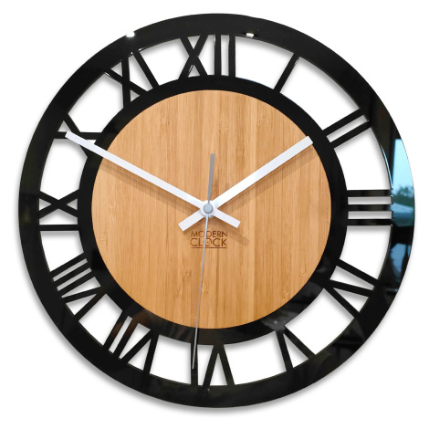 ModernClock Bambusové nástěnné hodiny Verona 30 cm hnědé/černé
