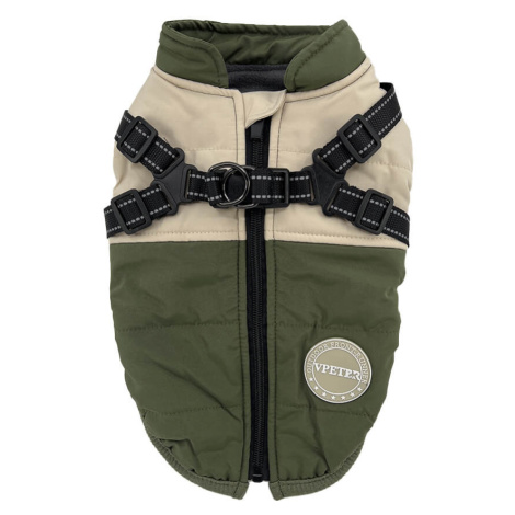 Vsepropejska City-warm zimní bunda pro psa s postrojem Barva: Zelená, Délka zad (cm): 44, Obvod 