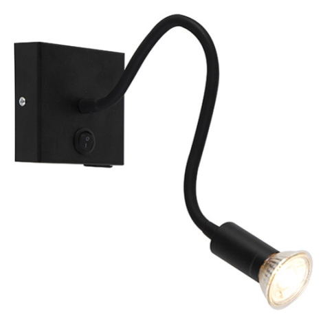 Moderní flexibilní nástěnná lampa USB černá - Zeno QAZQA