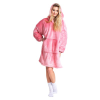 COZY NOXXIEZ - CH356 Růžová - hřejivá televizní mikinová deka s kapucí pro teenagery a dospělé