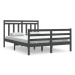 Rám postele šedý masivní dřevo 140 × 200 cm, 3105317