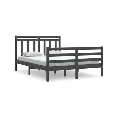 Rám postele šedý masivní dřevo 140 × 200 cm, 3105317 SHUMEE