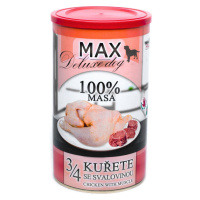 Max Deluxe Dog konzerva 3/4 se svalovinou 1200g