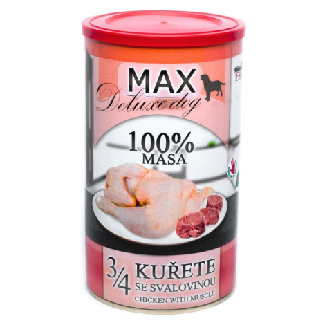 Max Deluxe Dog konzerva 3/4 se svalovinou 1200g