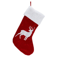 Vánoční LED ponožka se sobem červená, 41 cm