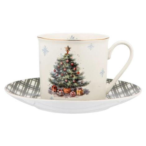 Altom Porcelánový šálek s podšálkem Christmas Tree 260 ml