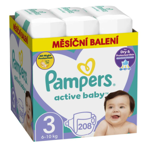 Pampers Active Baby Pleny 3 Midi 6-10kg měsíční balení 208 ks