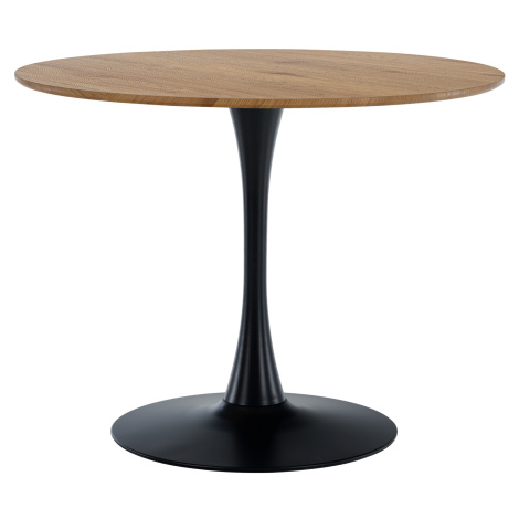 Jídelní stůl, kulatý, dub/černá, průměr 110 cm, REVENTON NEW Tempo Kondela