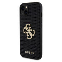 Zadní kryt Guess PU Perforated 4G Glitter Metal Logo pro Apple iPhone 15, černá