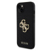 Zadní kryt Guess PU Perforated 4G Glitter Metal Logo pro Apple iPhone 15, černá