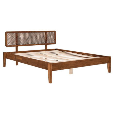 Dvoulůžková postel ze smrkového dřeva s roštem v tmavě hnědo-přírodní barvě 160x200 cm Izabelya  Kalune Design