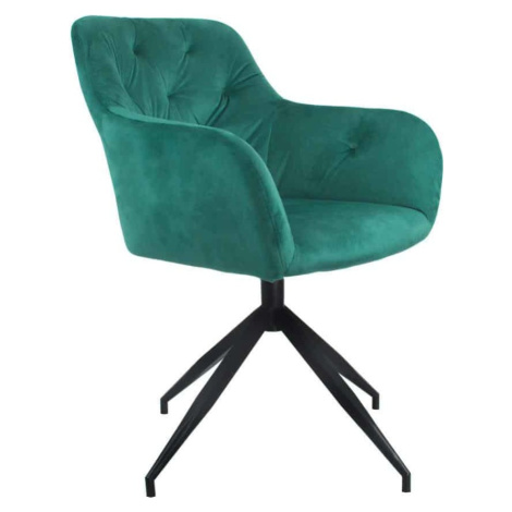 Tempo Kondela Otočná židle VELEZA NEW - zelená Velvet látka/černá + kupón KONDELA10 na okamžitou