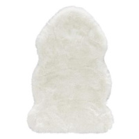 Kusový koberec Superior 103347 Uni White kůže 90 × 140 tvar kožešiny cm